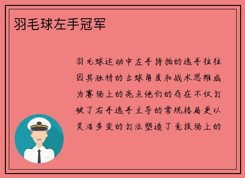 羽毛球左手冠军